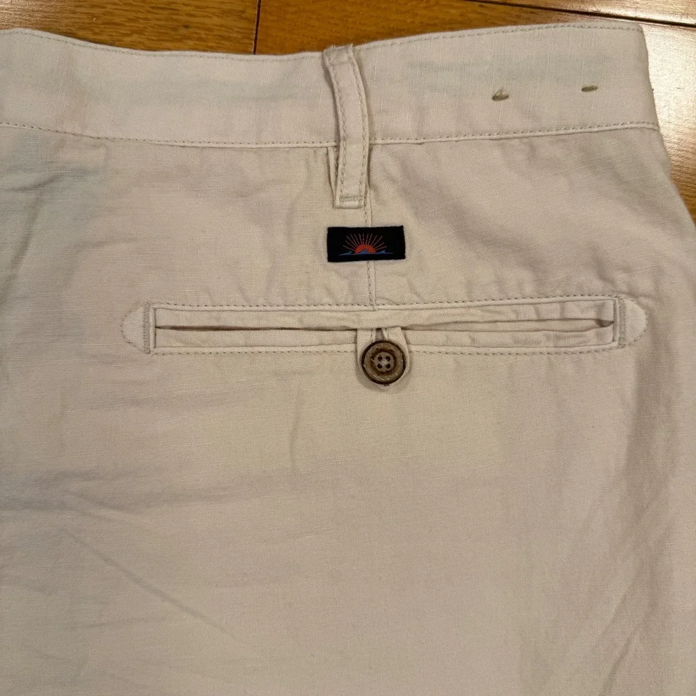 Faherty Malibu Size 36 Linen Cotton Blend‎ Flat Front Shorts Cream